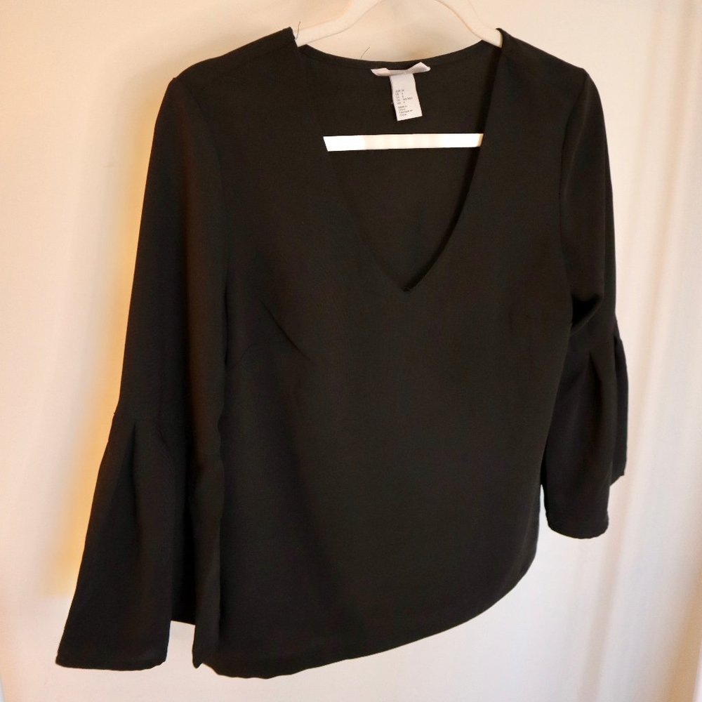 Black Blouse w/ Statement Sleeves